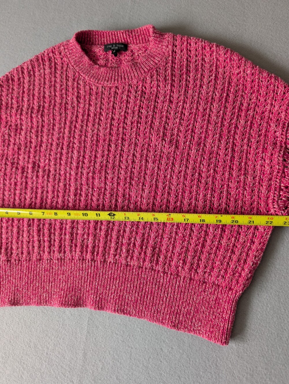 Rag & Bone Edie Open Stitch Pink Knit Crewneck Cotton Blend Sweater Sz Small image 10